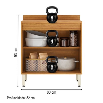 Balcão de Cozinha Plena 2 Portas 80cm Cinamon/Nude Prime Tx - Demóbile