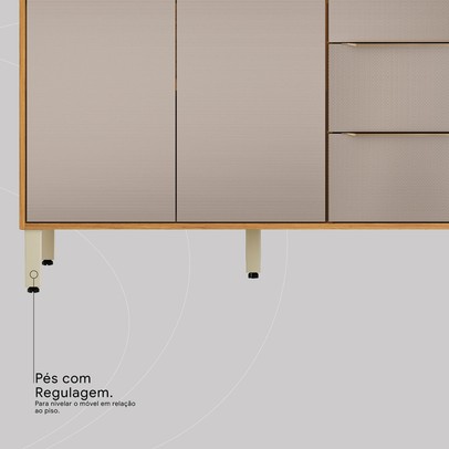 Balcão Cozinha Plena 2 Portas 3 Gavetas para Pia 120cm Cinamon/Nude Prime Tx - Demóbile