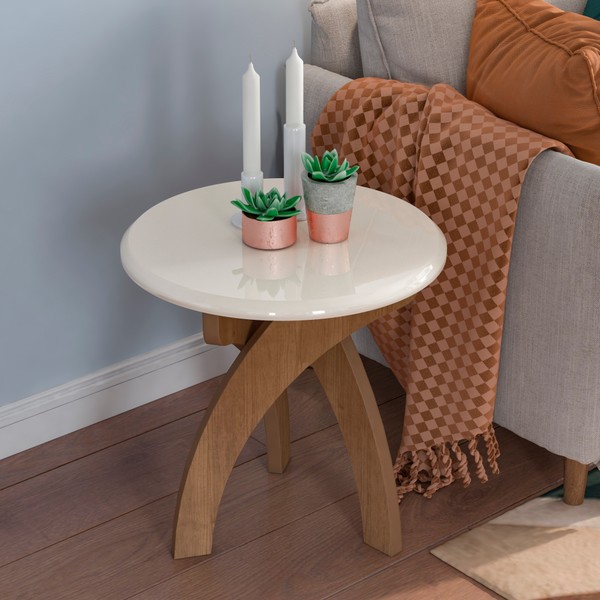 Mesa de Canto 100% Mdf Jade Cinamomo/Off White - Artely