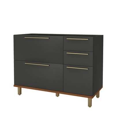 Balcão de Cozinha para Pia 120 Cm 2 Portas 3 Gavetas Freijó/Chumbo - Indékes