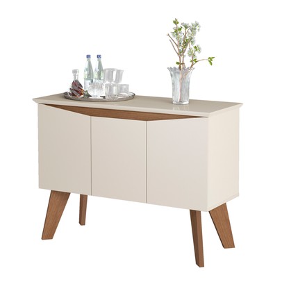 Aparador Balcão Buffet 3 Portas Oásis Off White/Cinamomo - Artely