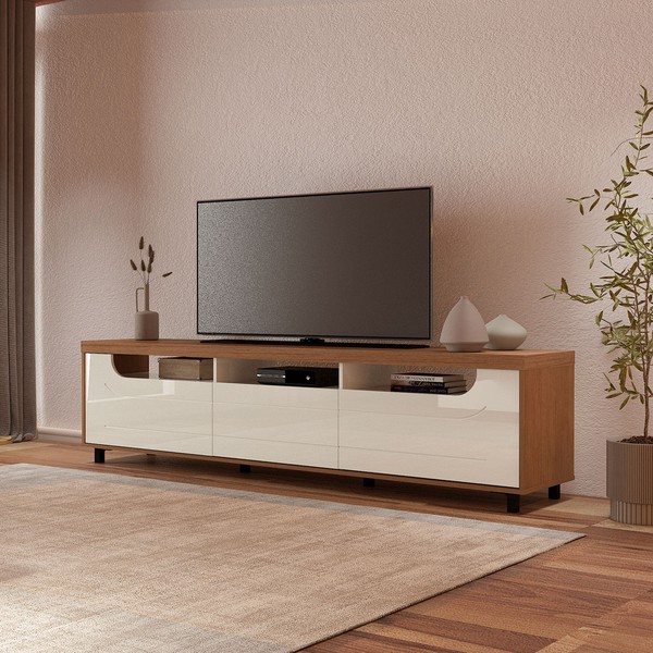 Rack para TV Até 75 Polegadas Mercury 2 Portas 1 Gaveta Cinamomo/Off White - Artely Móveis