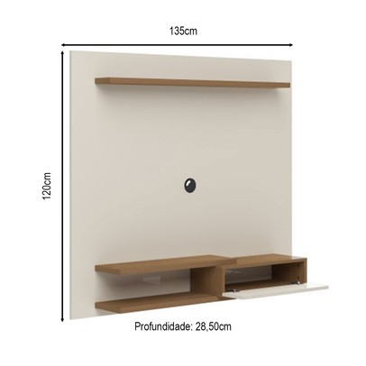 Painel para TV Até 50 Polegadas 1 Porta Monza Off White/Cinamomo C/ Suporte para TV - Artely