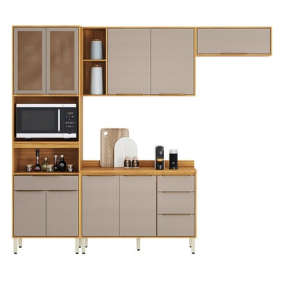 Cozinha Completa Plena 9 Portas 4 Gavetas Cinamon/Nude - Demóbile