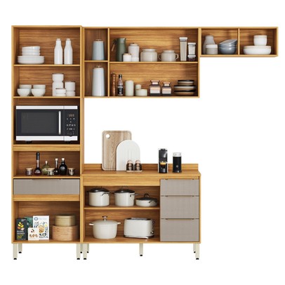 Cozinha Completa Plena 9 Portas 4 Gavetas Cinamon/Nude - Demóbile