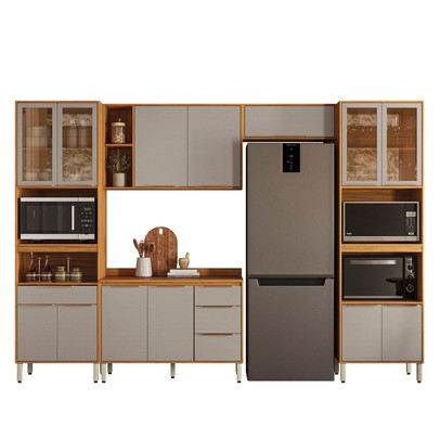 Cozinha Completa Plena 13 Portas 4 Gavetas Cinamon/Nude - Demóbile