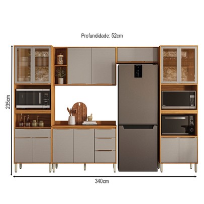 Cozinha Completa Plena 13 Portas 4 Gavetas Cinamon/Nude - Demóbile