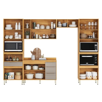Cozinha Completa Plena 13 Portas 4 Gavetas Cinamon/Nude - Demóbile