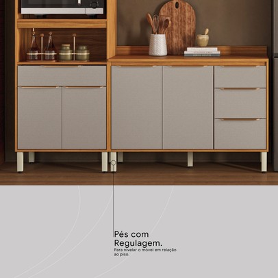 Cozinha Completa Plena 13 Portas 4 Gavetas Cinamon/Nude - Demóbile