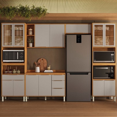 Cozinha Completa Plena 13 Portas 4 Gavetas Cinamon/Nude - Demóbile