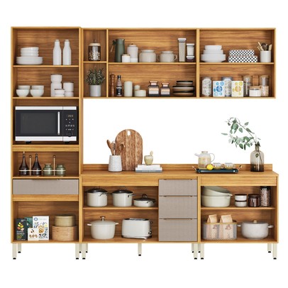 Cozinha Completa Plena 12 Portas 4 Gavetas Cinamon/Nude - Demóbile