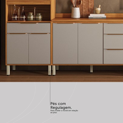 Cozinha Completa Plena 12 Portas 4 Gavetas Cinamon/Nude - Demóbile