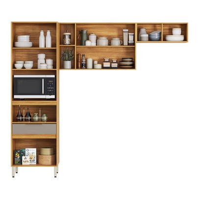 Cozinha Completa Plena 7 Portas 1 Gaveta Cinamon/Nude - Demóbile