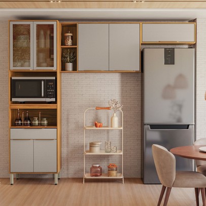 Cozinha Completa Plena 7 Portas 1 Gaveta Cinamon/Nude - Demóbile