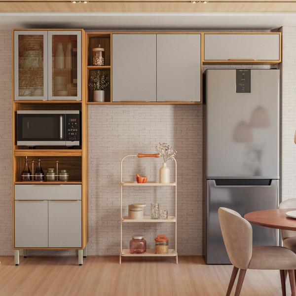 Cozinha Completa Plena 7 Portas 1 Gaveta Cinamon/Nude - Demóbile