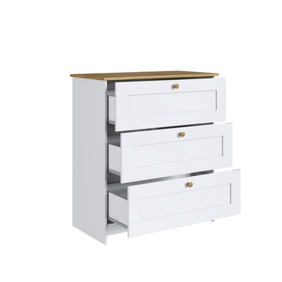Cômoda Americano 3 Gavetas Branco/Ipê - Decibal