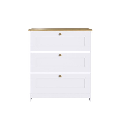 Cômoda Americano 3 Gavetas Branco/Ipê - Decibal