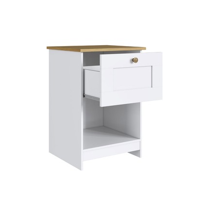 Mesa de Cabeceira Americano 1 Gaveta Branco/Ipê - Decibal