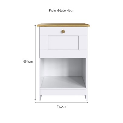 Mesa de Cabeceira Americano 1 Gaveta Branco/Ipê - Decibal