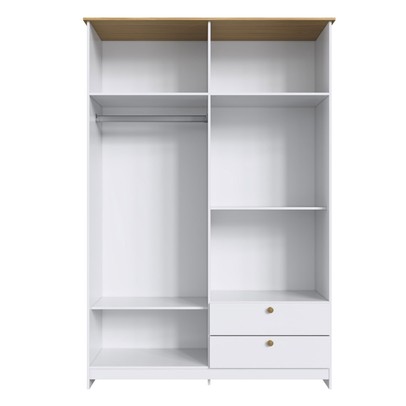 Guarda-Roupa Solteiro Americano 4 Portas 2 Gavetas Branco/Ipê - Decibal