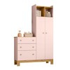 Guarda-Roupa Infantil Flora 2 Portas 3 Gavetas Rosa Acetinado - Qmovi