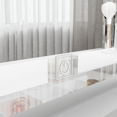 Penteadeira Bella 1 Porta 3 Gavetas com Espelho e Led Branco - Politorno