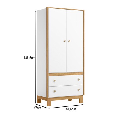 Guarda-Roupa de Bebê Flora 2 Portas 2 Gavetas Branco Acetinado  - Qmovi