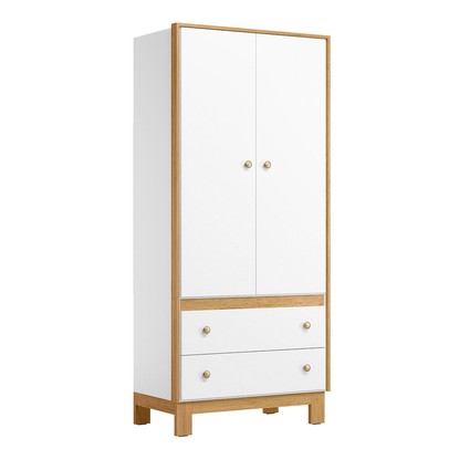 Guarda-Roupa de Bebê Flora 2 Portas 2 Gavetas Branco Acetinado  - Qmovi