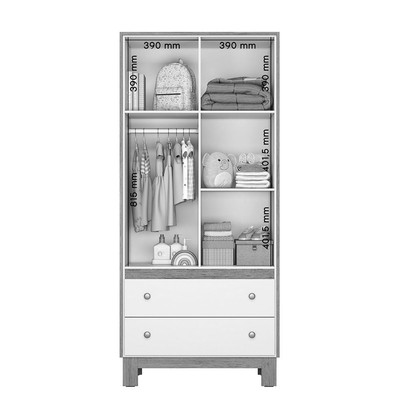Guarda-Roupa de Bebê Flora 2 Portas 2 Gavetas Rosa Acetinado - Qmovi