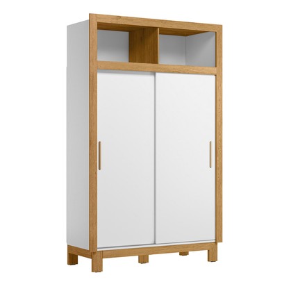 Guarda-Roupa de Bebê Flora 2 Portas 2 Gavetas Branco Acetinado - Qmovi