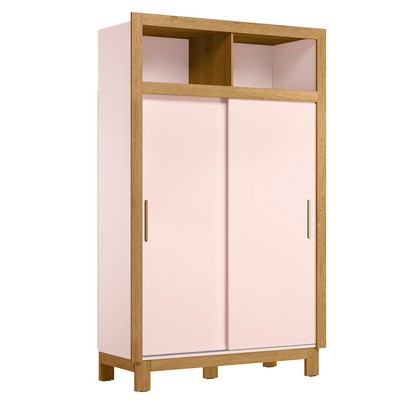 Guarda-Roupa de Bebê Flora 2 Portas 2 Gavetas Rosa Acetinado - Qmovi