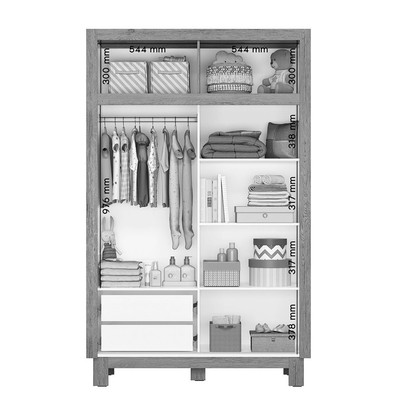 Guarda-Roupa de Bebê Flora 2 Portas 2 Gavetas Rosa Acetinado - Qmovi