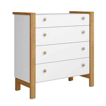 Cômoda de Bebê Flora 4 Gavetas Branco Acetinado - Qmovi