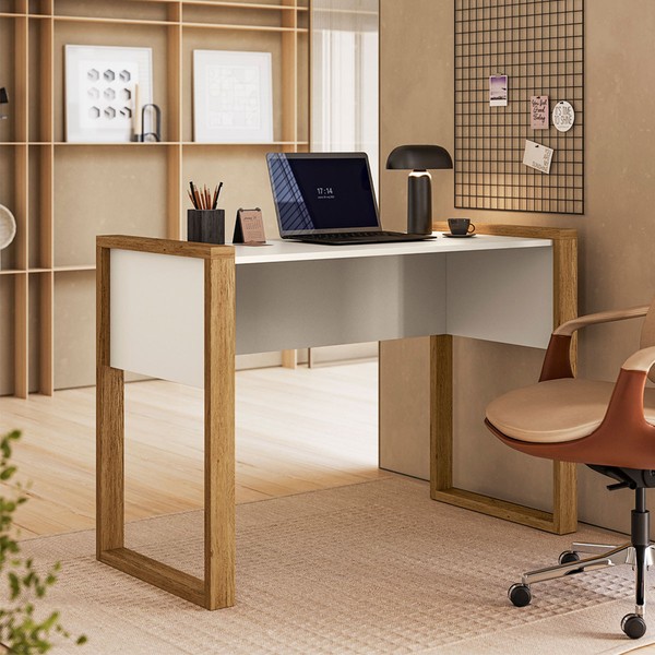 Mesa para Escritório Office Freijó/Off White - Qmovi
