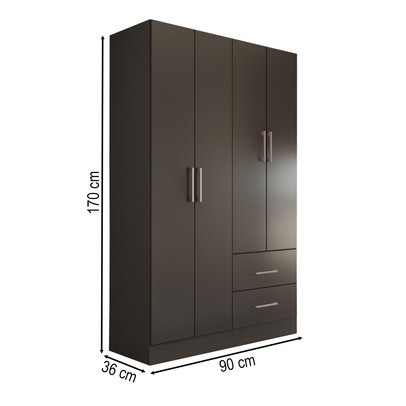 Guarda-Roupa Solteiro Vittorio 4 Portas 2 Gavetas Preto - Panorama Móveis