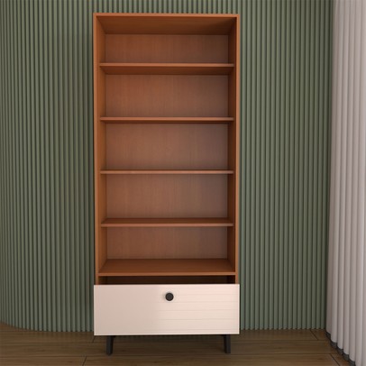 Cristaleira Bellagio 2 Portas 1 Gaveta com Vidro Creme/Freijó - Panorama Móveis