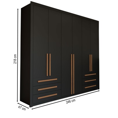 Guarda-Roupa Casal Nobile Plus 6 Portas 6 Gavetas Preto - Panorama Móveis