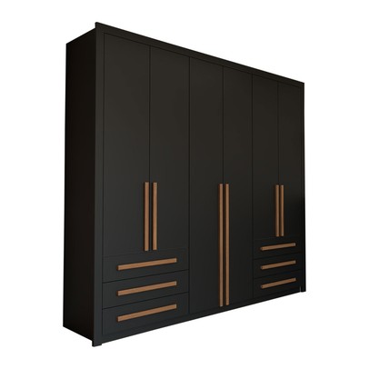 Guarda-Roupa Casal Nobile Plus 6 Portas 6 Gavetas Preto - Panorama Móveis