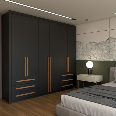 Guarda-Roupa Casal Nobile Plus 6 Portas 6 Gavetas Preto - Panorama Móveis