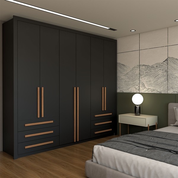 Guarda-Roupa Casal Nobile Plus 6 Portas 6 Gavetas Preto - Panorama Móveis