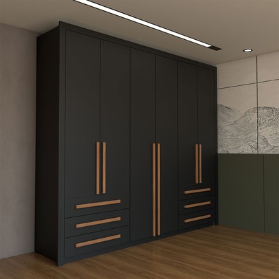 Guarda-Roupa Casal Nobile Plus 6 Portas 6 Gavetas Preto - Panorama Móveis