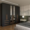 Guarda-Roupa Casal Nobile Plus 6 Portas 6 Gavetas com Espelho Preto - Panorama Móveis