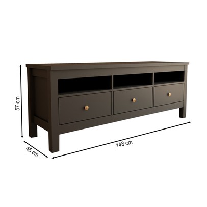 Rack para TV Até 65 Polegadas Spazio 3 Gavetas Preto - Panorama Móveis