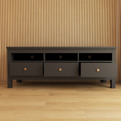 Rack para TV Até 65 Polegadas Spazio 3 Gavetas Preto - Panorama Móveis