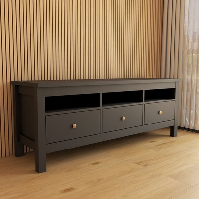 Rack para TV Até 65 Polegadas Spazio 3 Gavetas Preto - Panorama Móveis