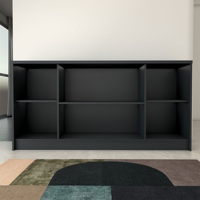 Balcão Buffet Lusso 4 Portas 3 Prateleiras Chumbo - Panorama Móveis