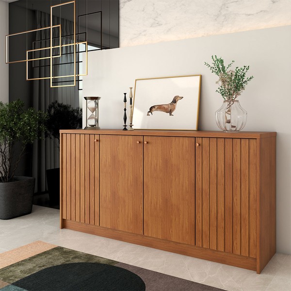 Balcão Buffet Lusso 4 Portas 3 Prateleiras Cinamomo - Panorama Móveis