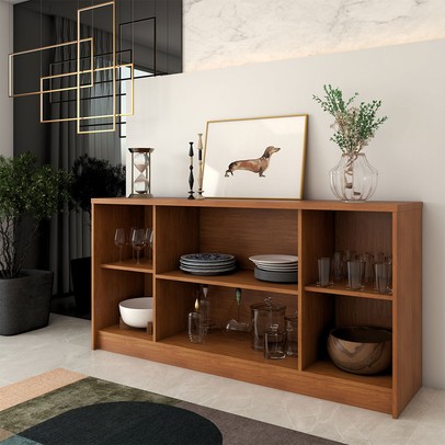 Balcão Buffet Lusso 4 Portas 3 Prateleiras Cinamomo - Panorama Móveis