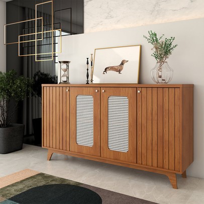 Balcão Buffet Vetro 4 Portas 3 Prateleiras Cinamomo - Panorama Móveis