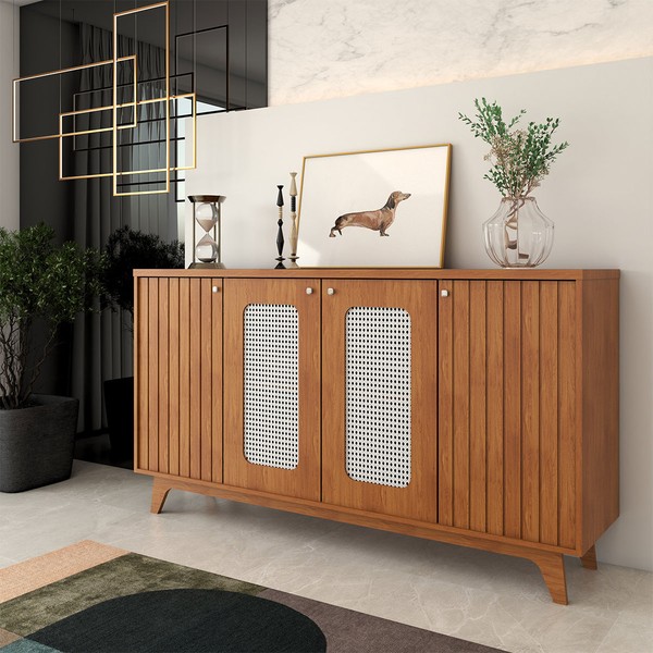 Balcão Buffet Vetro 4 Portas 3 Prateleiras Cinamomo - Panorama Móveis